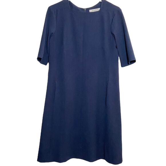 MM Lafleur Emily Dress WonderTex Square Neck Short Sleeve Pockets Galaxy Blue 8 - Picture 2 of 7